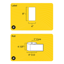 4" x 8" Thermal Transfer Label - 1" Core