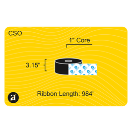 3.15" x 984' Thermal Transfer Ribbon - Resin - 1" Core