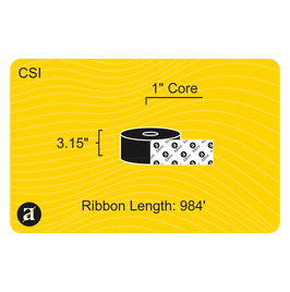 3.15" x 984' Thermal Transfer Ribbon - Coated Side In - 1" Core