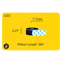 3.27" x 984' Thermal Transfer Ribbon - Resin - 1" Core