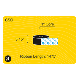 3.15" x 1476' Thermal Transfer Ribbon - Resin - 1" Core