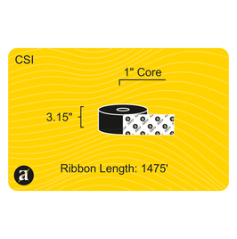 3.15" x 1476' Thermal Transfer Ribbon - Coated Side In - 1" Core