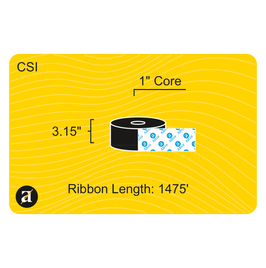 3.15" x 1476' Thermal Transfer Ribbon - Coated Side In - Resin - 1" Core