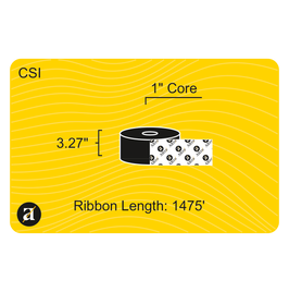 3.27" x 1476' Thermal Transfer Ribbon - Coated Side In - 1" Core