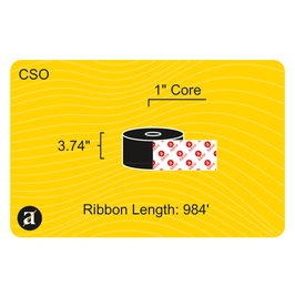 3.74" x 984' Thermal Transfer Ribbon - Wax & Resin - 1" Core