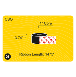 3.74" x 1476' Thermal Transfer Ribbon - Wax & Resin - 1" Core
