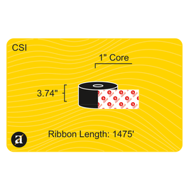 3.74" x 1476' Thermal Transfer Ribbon - Coated Side In - Wax & Resin - 1" Core