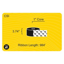 3.74" x 984' Thermal Transfer Ribbon - Coated Side In - 1" Core