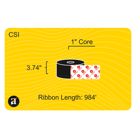 3.74" x 984' Thermal Transfer Ribbon - Coated Side In - Wax & Resin - 1" Core