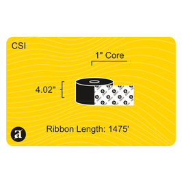 4.02" x 1476' Thermal Transfer Ribbon - Coated Side In - 1" Core