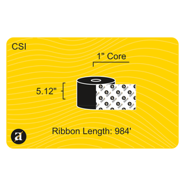 5.12" x 984' Thermal Transfer Ribbon - Coated Side In - 1" Core