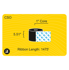 5.51" x 1476' Thermal Transfer Ribbon - Resin - 1" Core