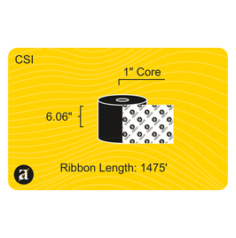 6.06" x 1476' Thermal Transfer Ribbon - Coated Side In - 1" Core