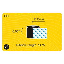 6.06" x 1476' Thermal Transfer Ribbon - Coated Side In - Resin - 1" Core