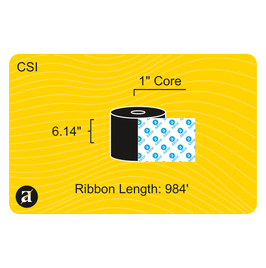 6.14" x 984' Thermal Transfer Ribbon - Coated Side In - Resin - 1" Core