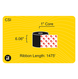 6.06" x 1476' Thermal Transfer Ribbon - Coated Side In - Wax & Resin - 1" Core