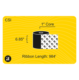 6.85" x 984' Thermal Transfer Ribbon - Coated Side In - 1" Core