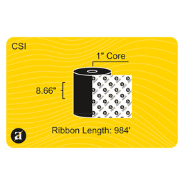 8.66" x 984' Thermal Transfer Ribbon - Coated Side In - 1" Core