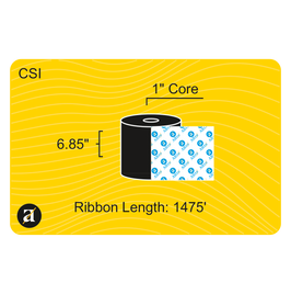 6.85" x 1476' Thermal Transfer Ribbon - Coated Side In - Resin - 1" Core