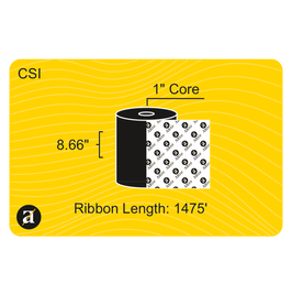 8.66" x 1476' Thermal Transfer Ribbon - Coated Side In - 1" Core