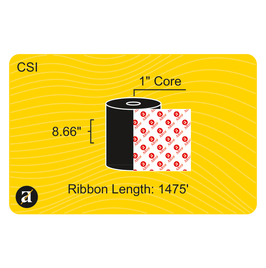 8.66" x 1476' Thermal Transfer Ribbon - Coated Side In - Wax & Resin - 1" Core