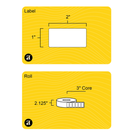 2" x 1" Rectangle Roll Labels - Gloss Inkjet - 3" Core