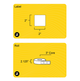 2" x 2" Square Roll Labels - Gloss Inkjet - 3" Core