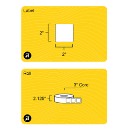 2" x 2" Weatherproof Square Roll Labels - Gloss Inkjet - 3" Core