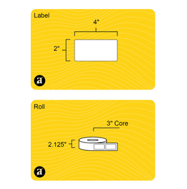 2" x 4" Weatherproof Rectangle Roll Labels - Gloss Inkjet - 3" Core