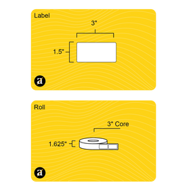 1.5" x 3" Rectangle Roll Labels - Gloss Inkjet - 3" Core