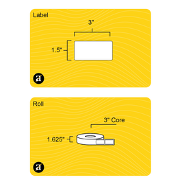 1.5" x 3" Weatherproof Rectangle Roll Labels - Gloss Inkjet - 3" Core