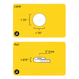 1.75" Circle Roll Labels - Gloss Inkjet - 3" Core