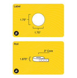 1.75" Weatherproof Inkjet - 3" Core Circle Roll Labels - Gloss Inkjet - 3" Core