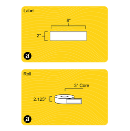 2" x 8" Rectangle Roll Labels - Gloss Inkjet - 3" Core