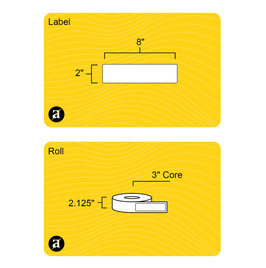 2" x 8" Weatherproof Rectangle Roll Labels - Gloss Inkjet - 3" Core