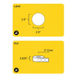 2.5" Circle Roll Labels - Gloss Inkjet - 3" Core