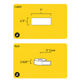 2.5" x 7" Weatherproof Rectangle Roll Labels - Gloss Inkjet - 3" Core