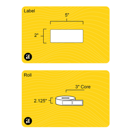 2" x 5" Weatherproof Rectangle Roll Labels - Gloss Inkjet - 3" Core