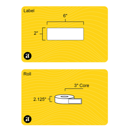 2" x 6" Rectangle Roll Labels - Gloss Inkjet - 3" Core
