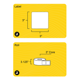 3" x 3" Square Roll Labels - Gloss Inkjet - 3" Core