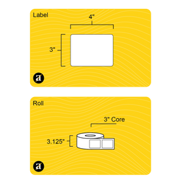 3" x 4" Rectangle Roll Labels - Gloss Inkjet - 3" Core