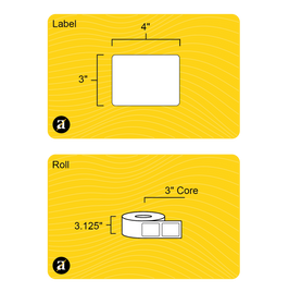 3" x 4" Weatherproof Rectangle Roll Labels - Gloss Inkjet - 3" Core