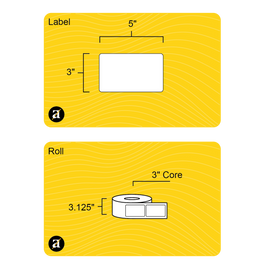 3" x 5" Weatherproof Rectangle Roll Labels - Gloss Inkjet - 3" Core