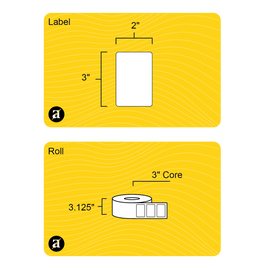 3" x 2" Weatherproof Rectangle Roll Labels - Gloss Inkjet - 3" Core