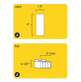 4" x 1.5" Weatherproof Rectangle Roll Labels - Gloss Inkjet - 3" Core