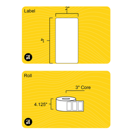 4" x 2" Rectangle Roll Labels - Gloss Inkjet - 3" Core