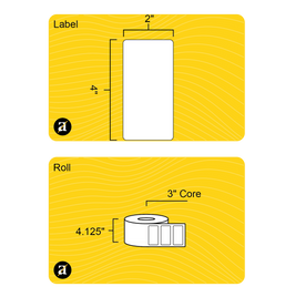 4" x 2" Weatherproof Rectangle Roll Labels - Gloss Inkjet - 3" Core