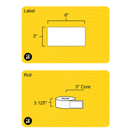 3" x 6" Rectangle Roll Labels - Gloss Inkjet - 3" Core