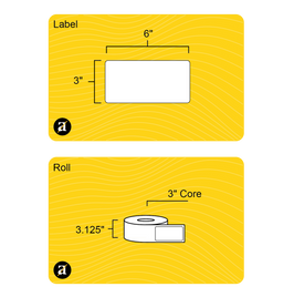 3" x 6" Weatherproof Rectangle Roll Labels - Gloss Inkjet - 3" Core