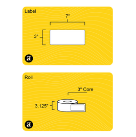 3" x 7" Weatherproof Rectangle Roll Labels - Gloss Inkjet - 3" Core